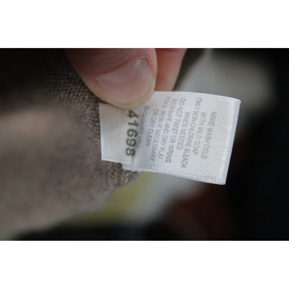 Garnet Hill L Taupe Brown Cashmere Cowl Neck Sweater Pointelle Knit 41698 - Picture 8 of 10